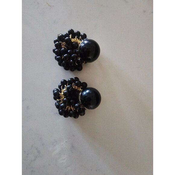 Vintage clip-on round studs with dingle attachment black - Picture 5 of 7